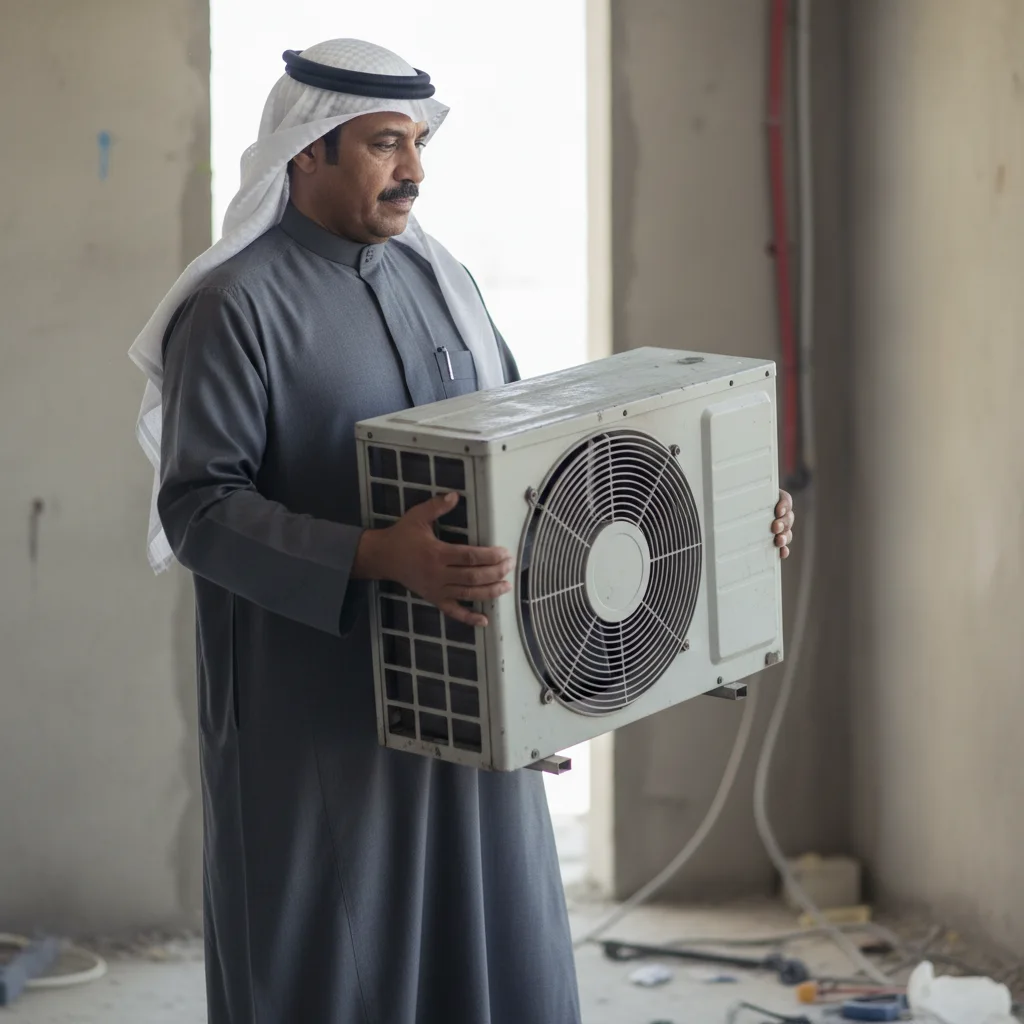 رجل سعودي شاب في الثلاثينات يرتدي ثوباً رمادياً وشماغاً أحمر يبتسم بحماس